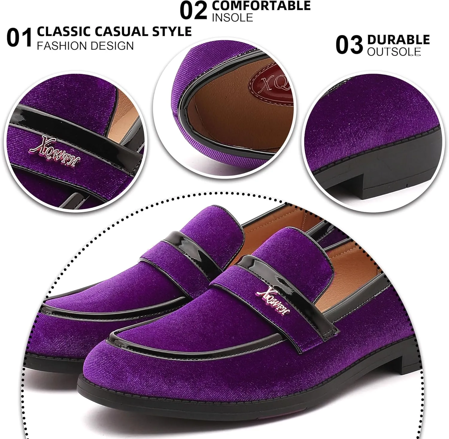 Mens Velvet Loafers, Men's Fashion Mens Dress Shoes Classic Loafers for Wedding Party Penny Dancing,Slip-On Flats Smoking Slippers Prom