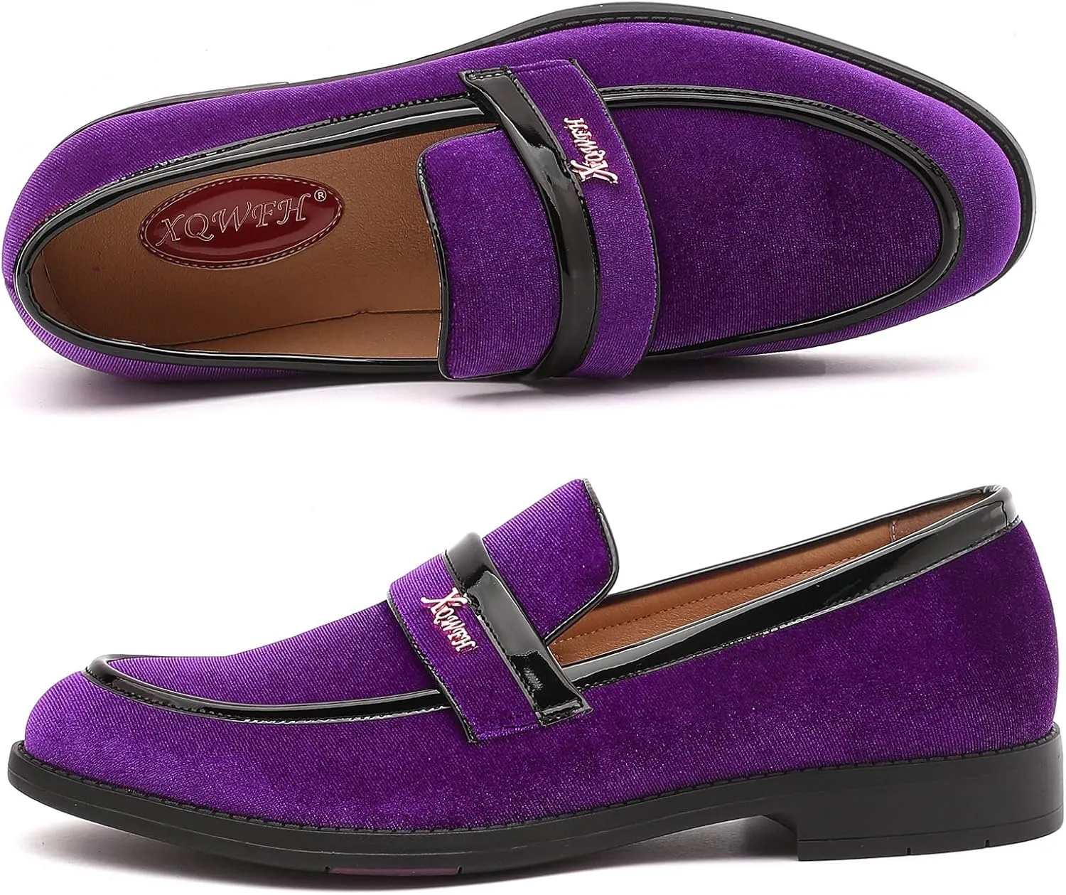 Mens Velvet Loafers, Men's Fashion Mens Dress Shoes Classic Loafers for Wedding Party Penny Dancing,Slip-On Flats Smoking Slippers Prom
