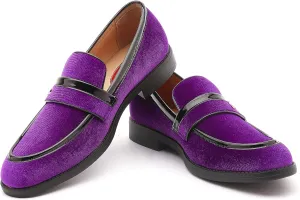 Mens Velvet Loafers, Men's Fashion Mens Dress Shoes Classic Loafers for Wedding Party Penny Dancing,Slip-On Flats Smoking Slippers Prom