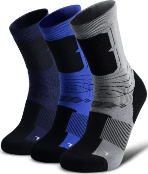 Merino Wool Hiking Walking Crew Socks 3 Pack, Cushion, Quick Dry
