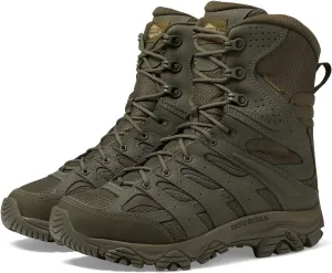 Merrell Men’s Moab 3 8” Zip Tactical Waterproof Boots, Durable & Comfortable Coated Leather Combat Hiking Shoes