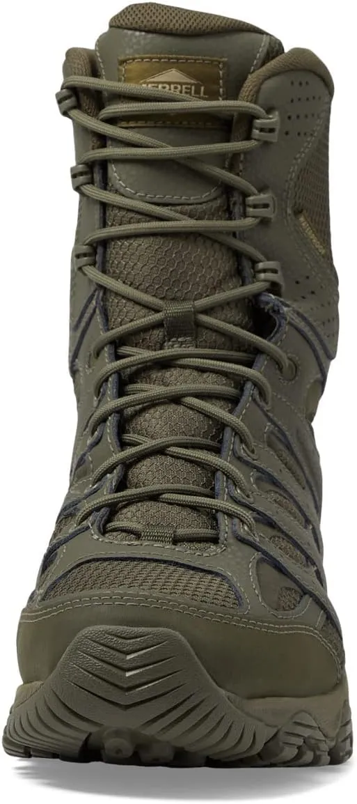 Merrell Men’s Moab 3 8” Zip Tactical Waterproof Boots, Durable & Comfortable Coated Leather Combat Hiking Shoes