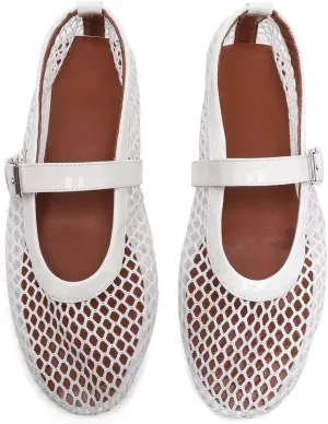 Mesh Flats for Women Ballerina Comfortable Mule Casual Round Toe Buckle Strap Ballet Mary Jane Shoes for Summer