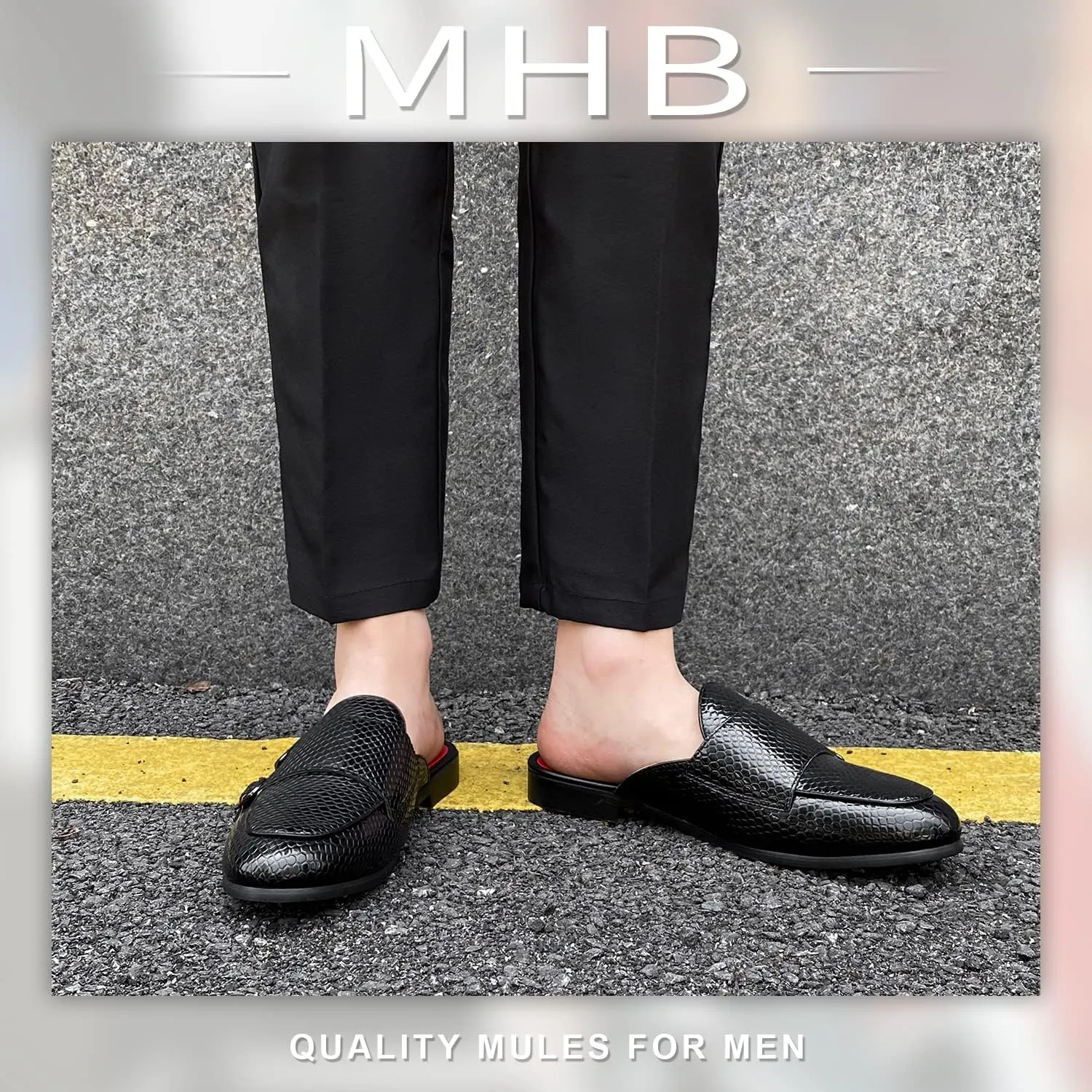 MHB Men's Mule Stylish Backless Slip-On Loafer Casual Dress Sandal Shoes Fashionable Slipper for Men Plus Size 7-13
