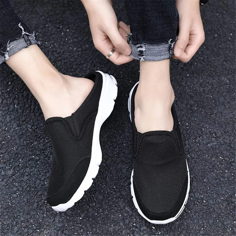 MizHome Men's Open Back Sneaker Clogs Knit Mules Shoes Lightweight Breathable Slippers