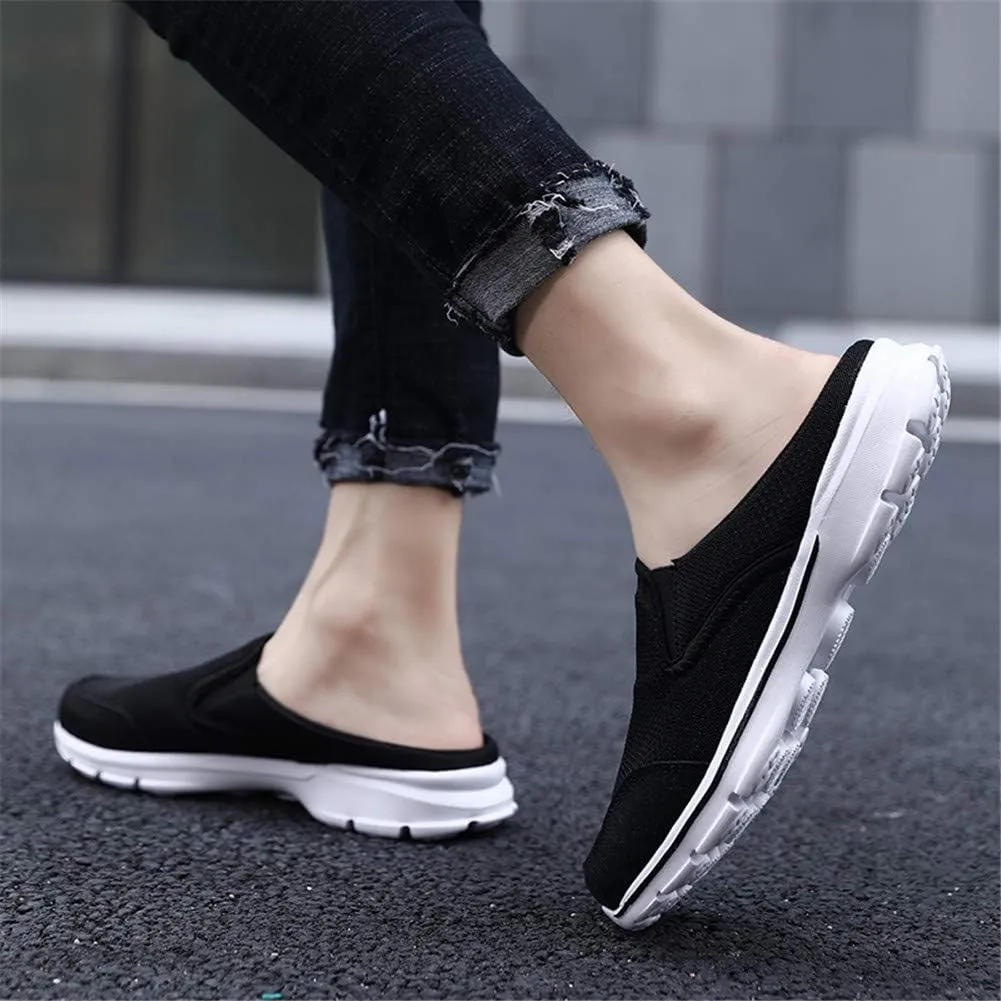 MizHome Men's Open Back Sneaker Clogs Knit Mules Shoes Lightweight Breathable Slippers