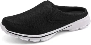 MizHome Men's Open Back Sneaker Clogs Knit Mules Shoes Lightweight Breathable Slippers