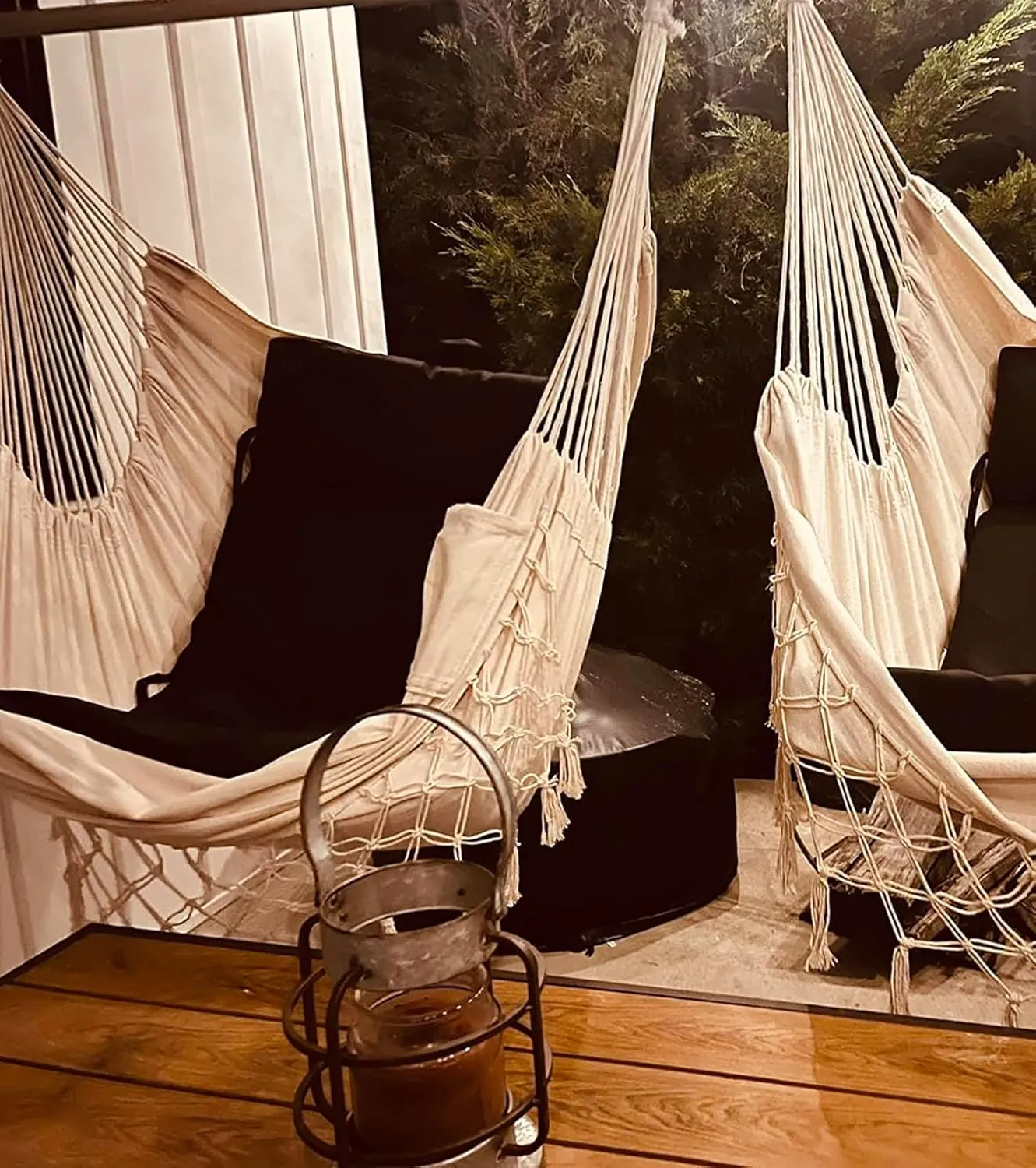 MIZTLI Hammock Chair Hanging Chair Swing Chair XXL Large Macrame Swing Indoor Hammock for Bedroom - Max 500 Lbs - All Hanging Kit Included