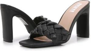 mm Women Muti Style Single braided and Transparent Strap High 4 inch Chunky Heeled Open Toe Sandals