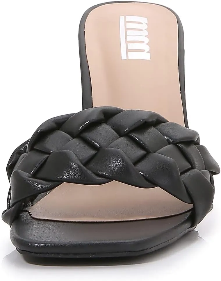 mm Women Muti Style Single braided and Transparent Strap High 4 inch Chunky Heeled Open Toe Sandals