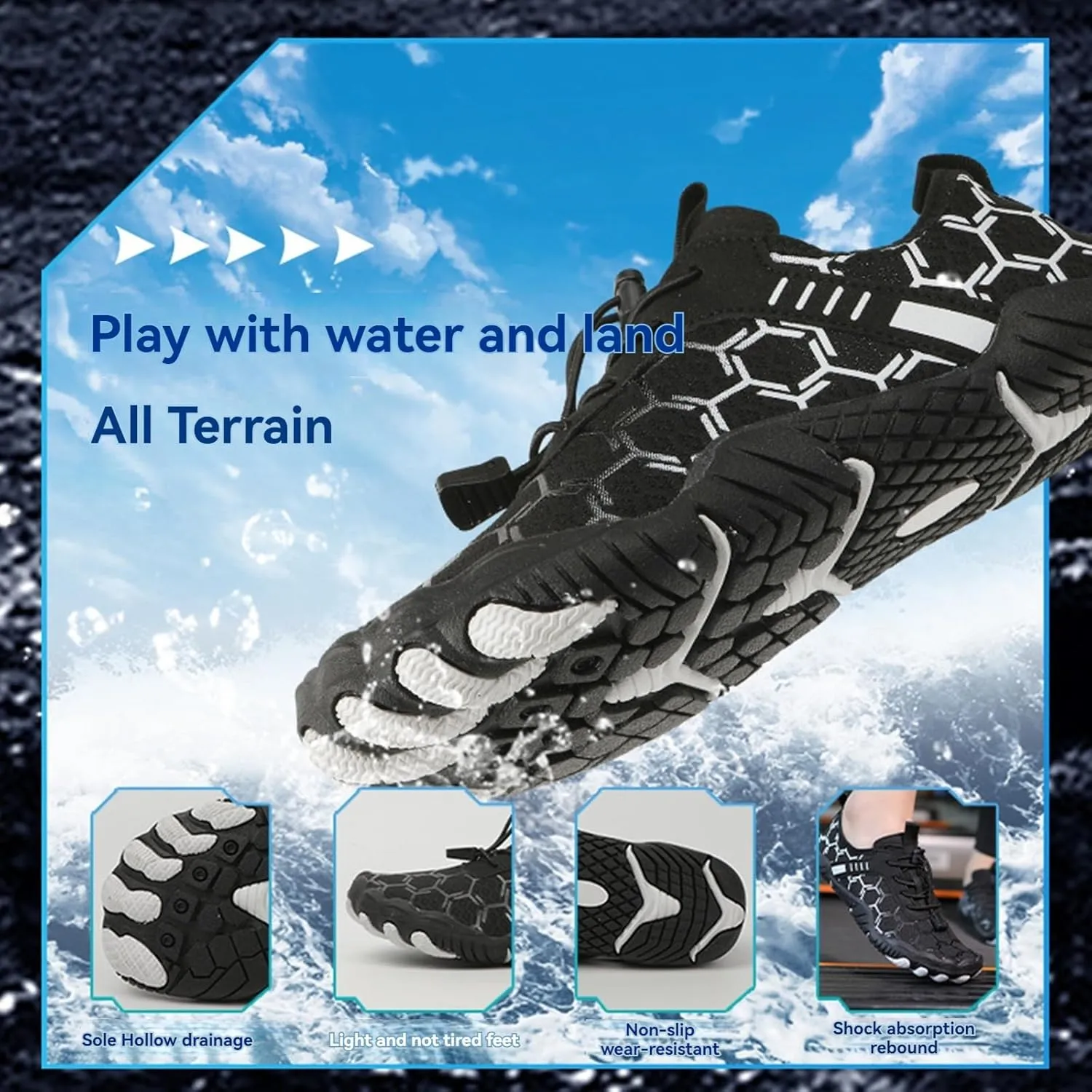 Mmoneyake Mens Womens Athletic Hiking Water Shoes Unisex Hike Barefoot Shoes Quick Drying Beach Aqua Shoes Travel Trekking Walking Climbing Sneakers Lightweight Outdoor Footwear