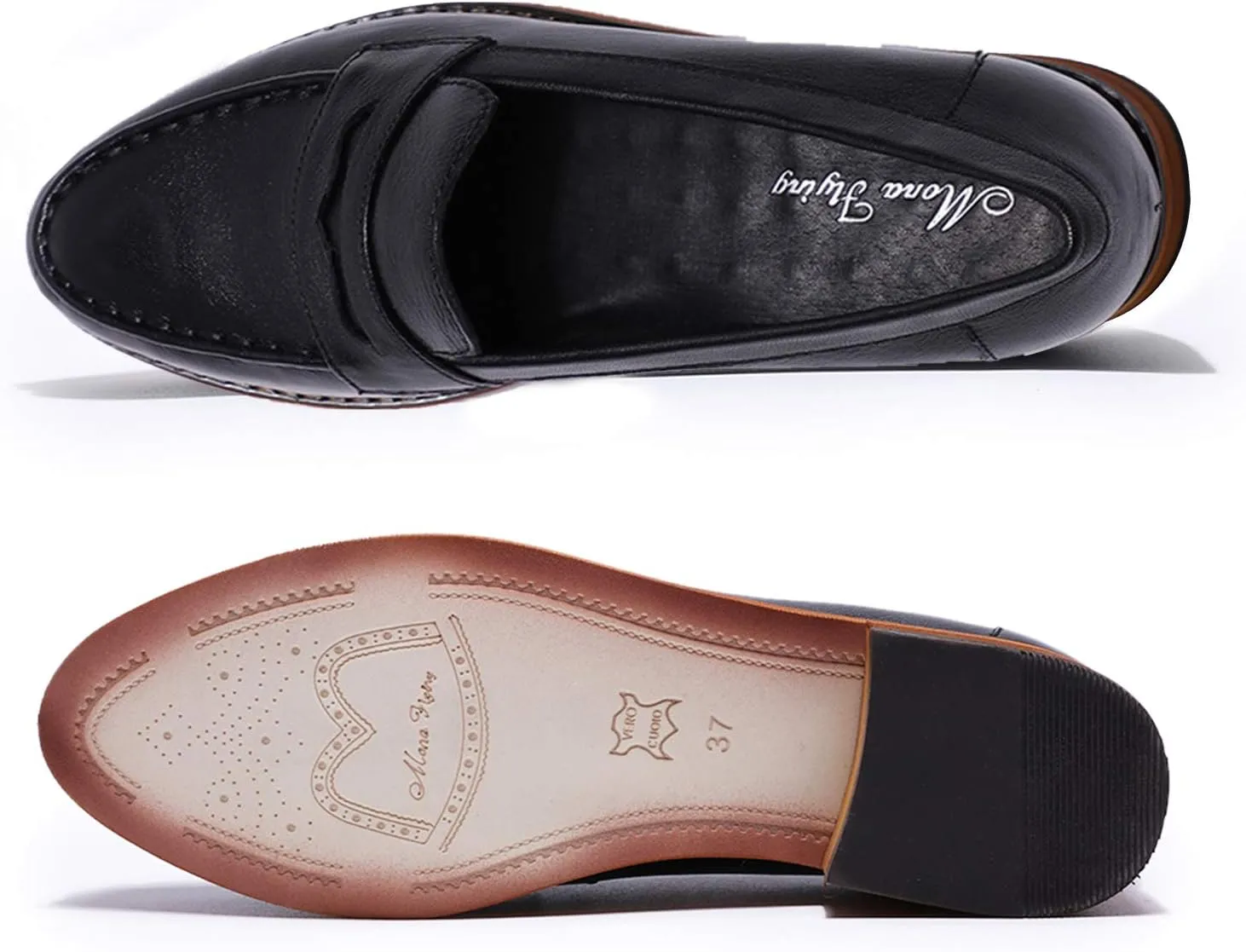 Mona flying Women's Classy Leather Penny Loafer Dress Casual Slip on Flat Office Work Shoes for Ladies