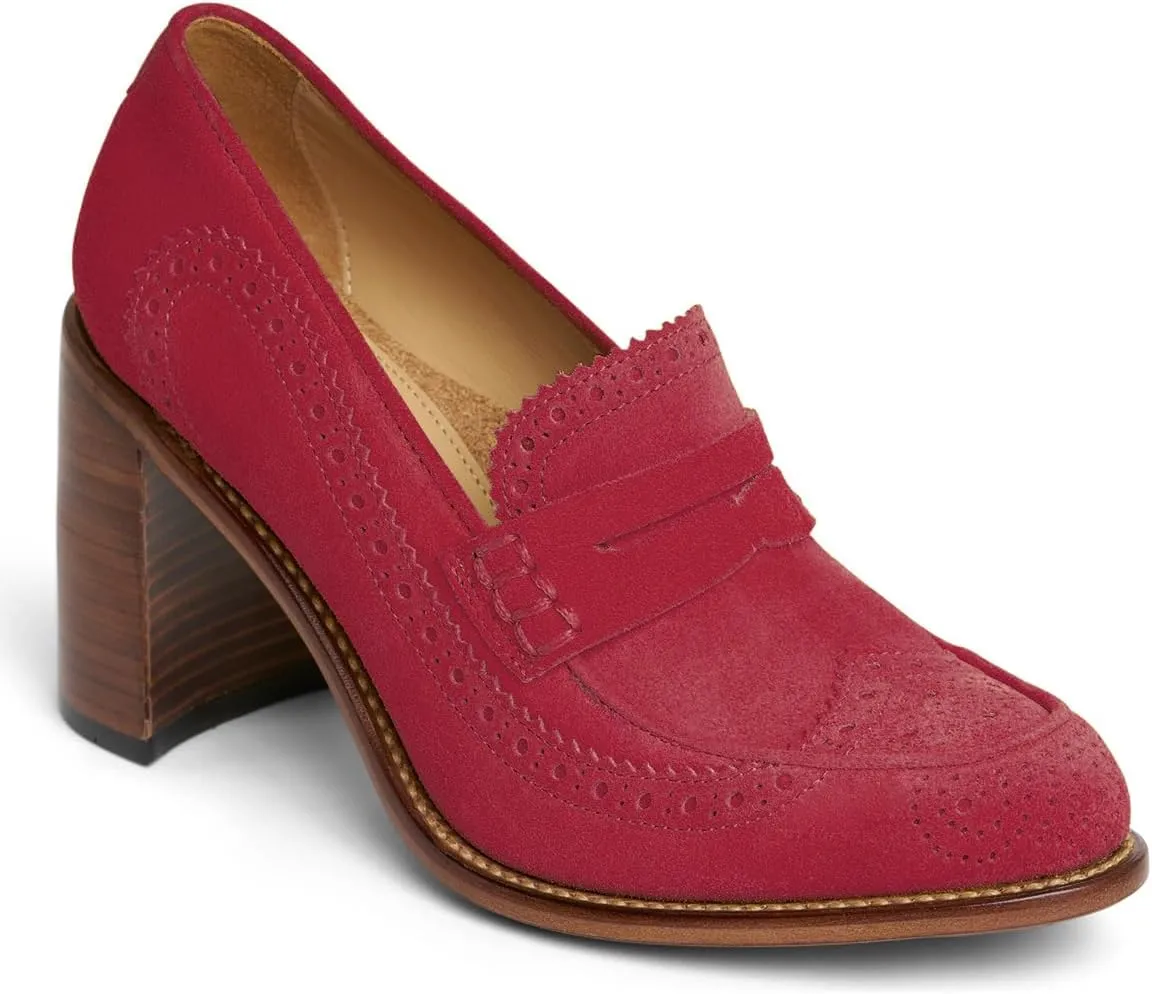 MOOMMO Women Chunky Block High Heel Loafer Pumps Round Closed Toe Slip On Oxford Shoes 3 Inch Heels Patent Leather Work Pumps Office Ladies Wingtip Dress Loafers Formal Business Party Retro 4-11 M US