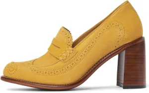 MOOMMO Women Chunky Block High Heel Loafer Pumps Round Closed Toe Slip On Oxford Shoes 3 Inch Heels Patent Leather Work Pumps Office Ladies Wingtip Dress Loafers Formal Business Party Retro 4-11 M US