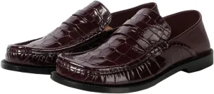 MOOMMO Women Low Chunky Heel Loafers Walking Shoes Crocodile Loafer Flats Round Toe Toe Slip On Penny Loafers Dress Shoes Matte Stone Pattern Office Ladies Casual Comfort 4-11 M US