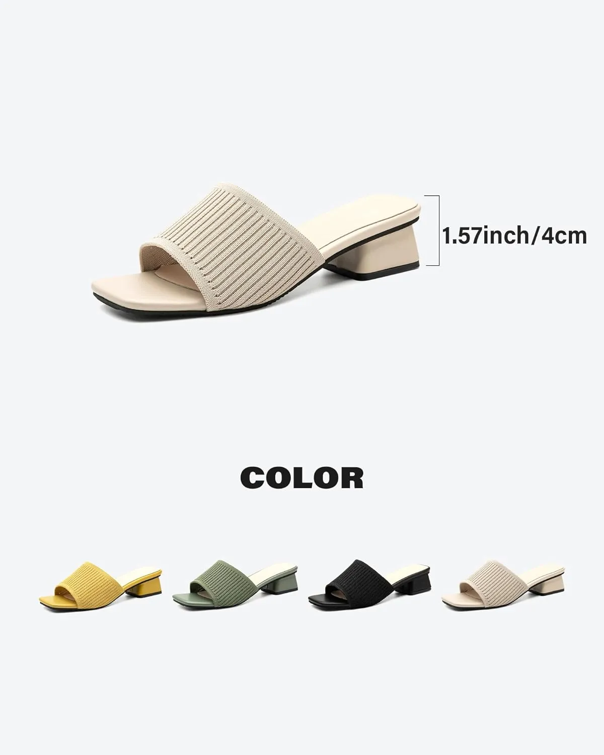 Mousse FIT Women's Breathable Chunky Square Toe Mule Sandals