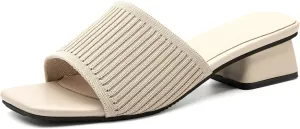 Mousse FIT Women's Breathable Chunky Square Toe Mule Sandals