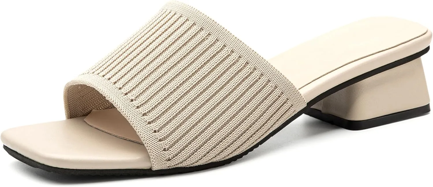 Mousse FIT Women's Breathable Chunky Square Toe Mule Sandals