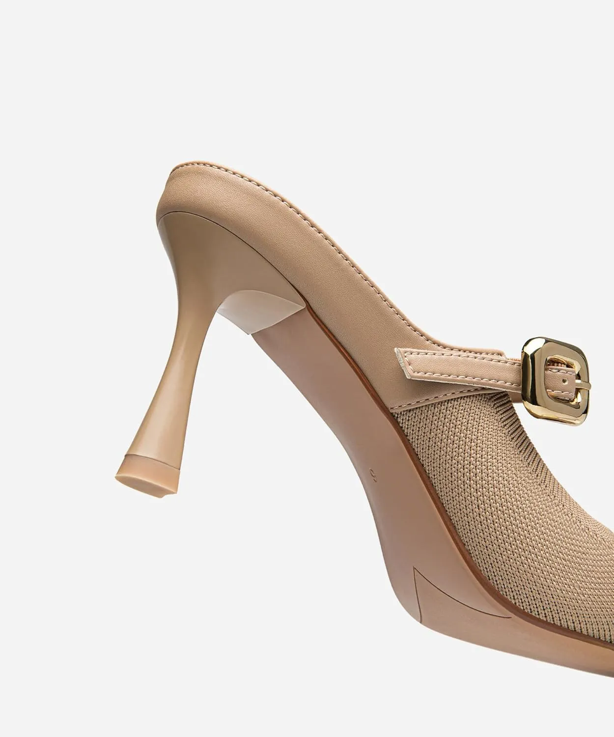 Mousse FIT Women's Pointed Toe Heel Mules for Women Knit Heeled Sandals Mules Shoes
