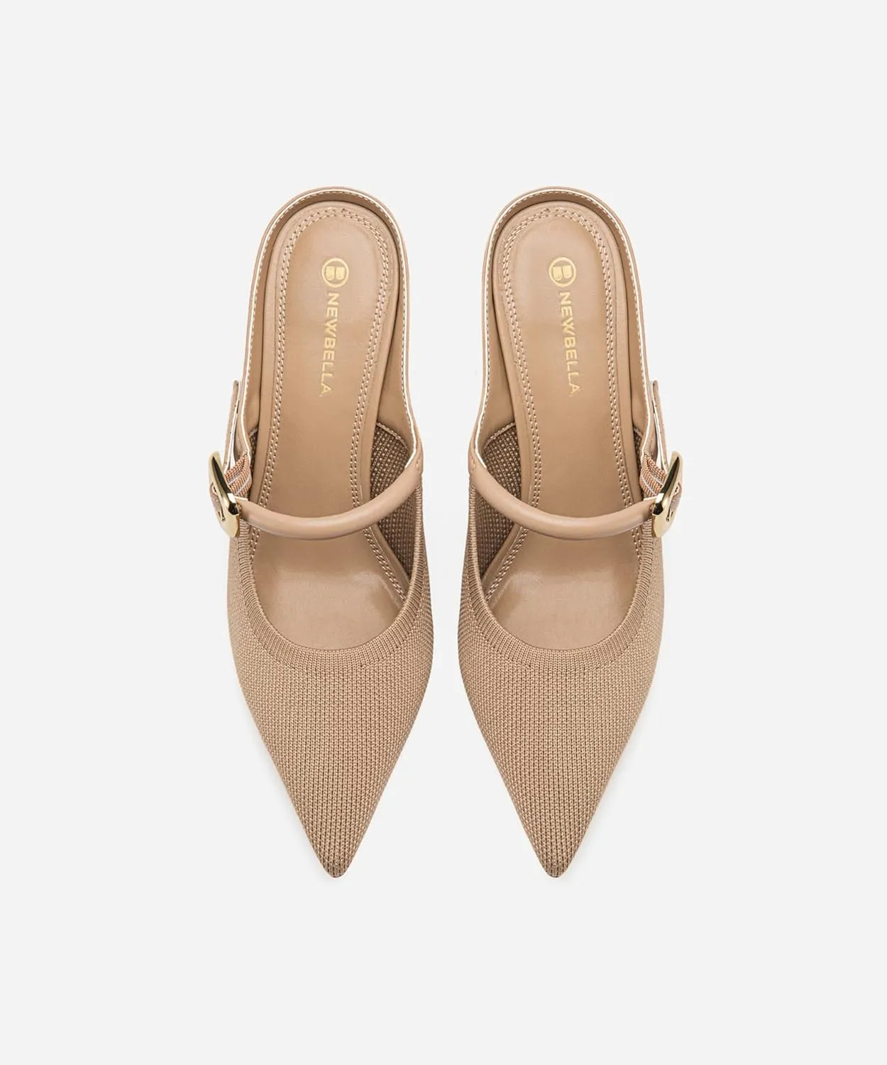 Mousse FIT Women's Pointed Toe Heel Mules for Women Knit Heeled Sandals Mules Shoes