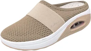 Mules for Women 2025 Backless Walking Sneakers Summer Slip-On Mule Shoes Mesh Air Cushion Orthopedic Diabetic Shoes with Arch-Support Open Back Slip On Shoes Breathable Slippers Closed Toe Slides