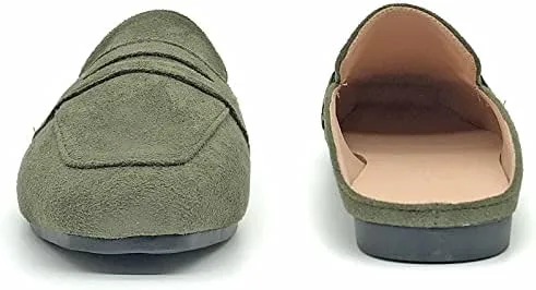 Mules for Women Shoes Slip on Flats Backless Penny Loafers Closed Toe Mule Slides
