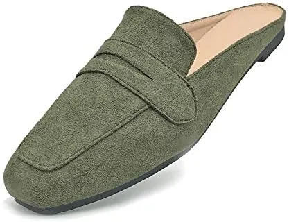Mules for Women Shoes Slip on Flats Backless Penny Loafers Closed Toe Mule Slides