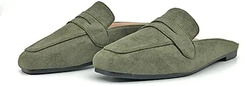 Mules for Women Shoes Slip on Flats Backless Penny Loafers Closed Toe Mule Slides