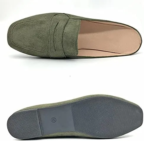 Mules for Women Shoes Slip on Flats Backless Penny Loafers Closed Toe Mule Slides