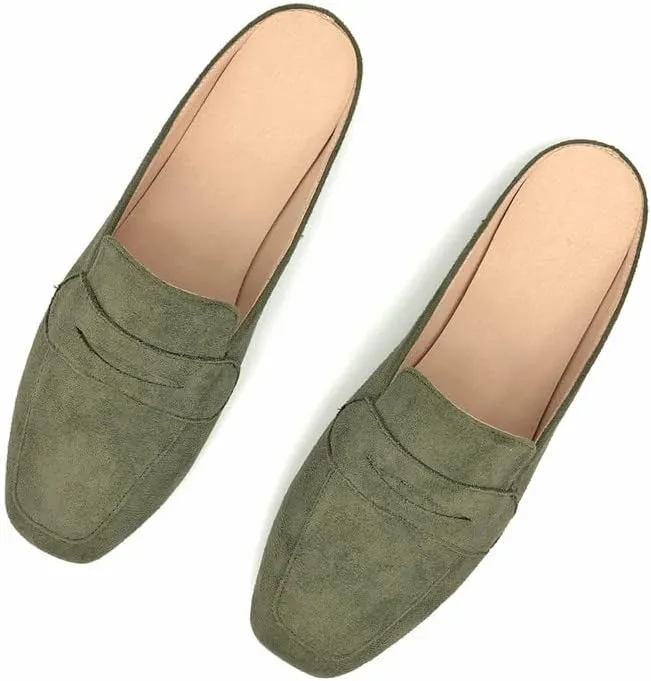 Mules for Women Shoes Slip on Flats Backless Penny Loafers Closed Toe Mule Slides