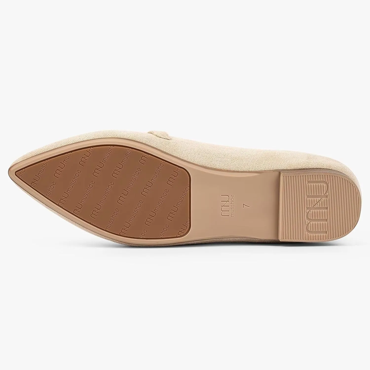 MUSSHOE Women Flats Comfortable Pointed Toe Flats Shoes with Strap PU Leather Slip on Shoes for Women