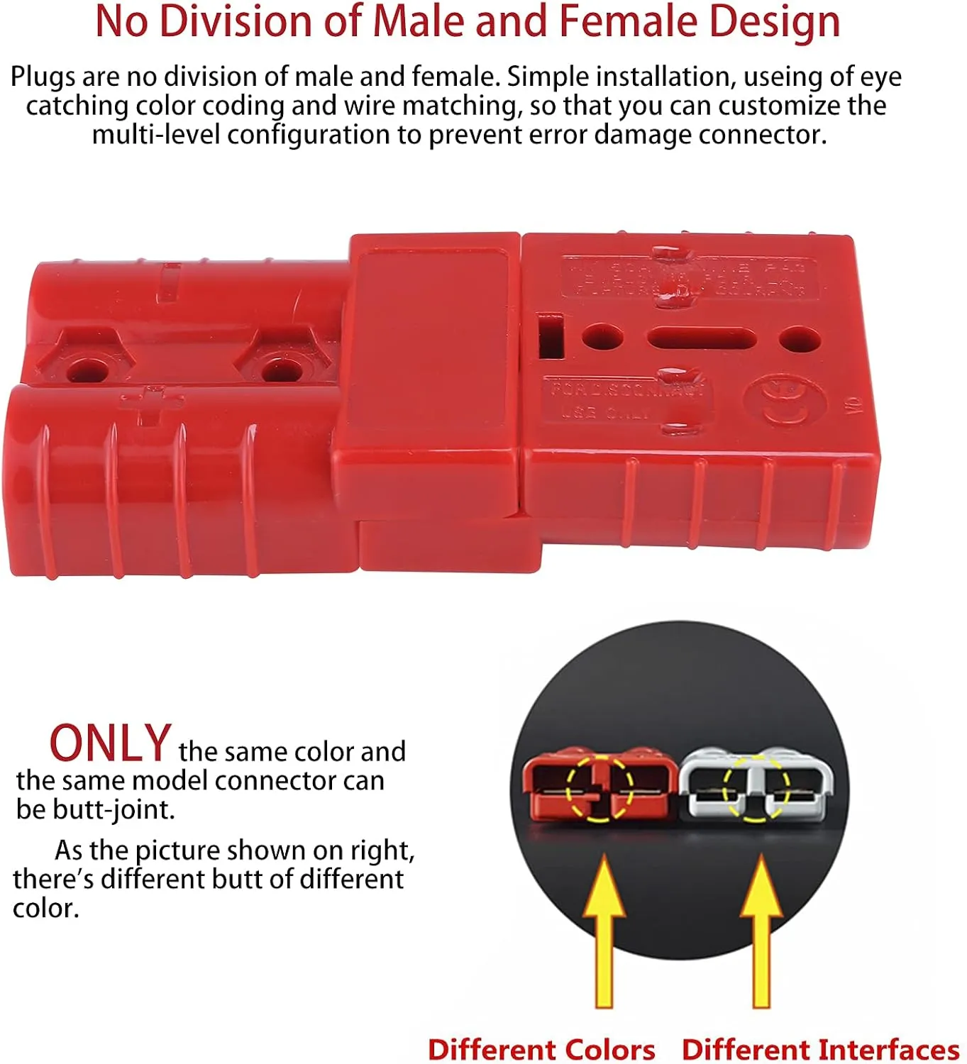 MUYI 2-4 Gauge 175A Battery Cable Quick Connect/Disconnect Wire Harness Plug Connector for Recovery Winch Auto Car Trailer(2pcs Red)
