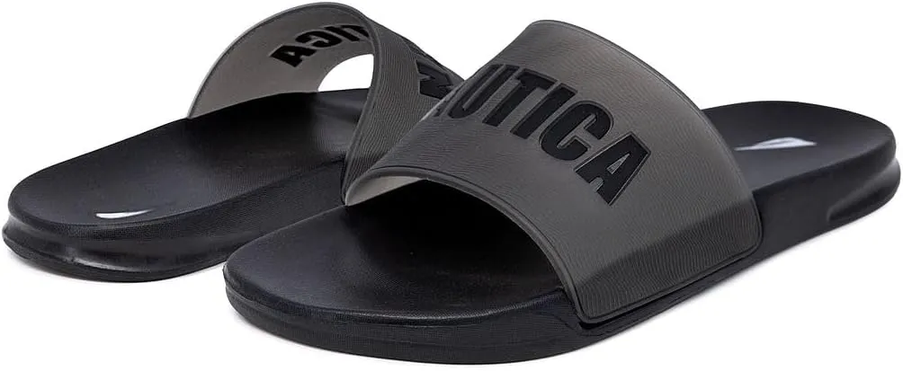 Nautica Men's Slide Sandals – Comfortable Slip-On Pool & Beach Shoes with Cushioned Footbed for Casual Wear