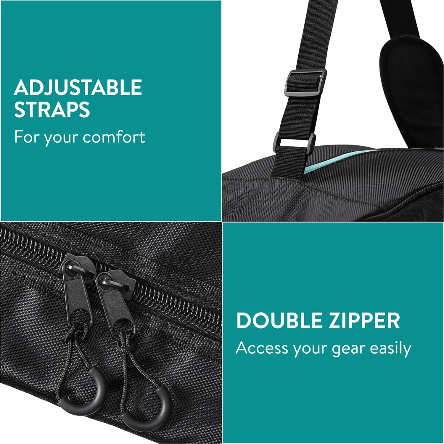 Navaris Ski Bag and Boot Bag Set - Includes 1 Bag for Skis and 1 Bag for Boots - for 1 Pair of Skis and Poles and 1 Pair of Boots - Carry and Store Equipment