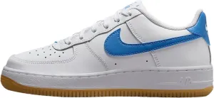 Nike Air Force 1 Big Kids' Shoes (FV5948-115, White/Gum Light Brown/Blue Beyond)