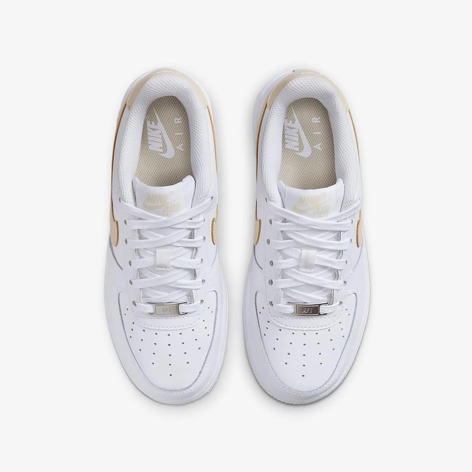 Nike Air Force 1 Big Kids' Shoes (FV5948-118, White/White/Light Khaki)