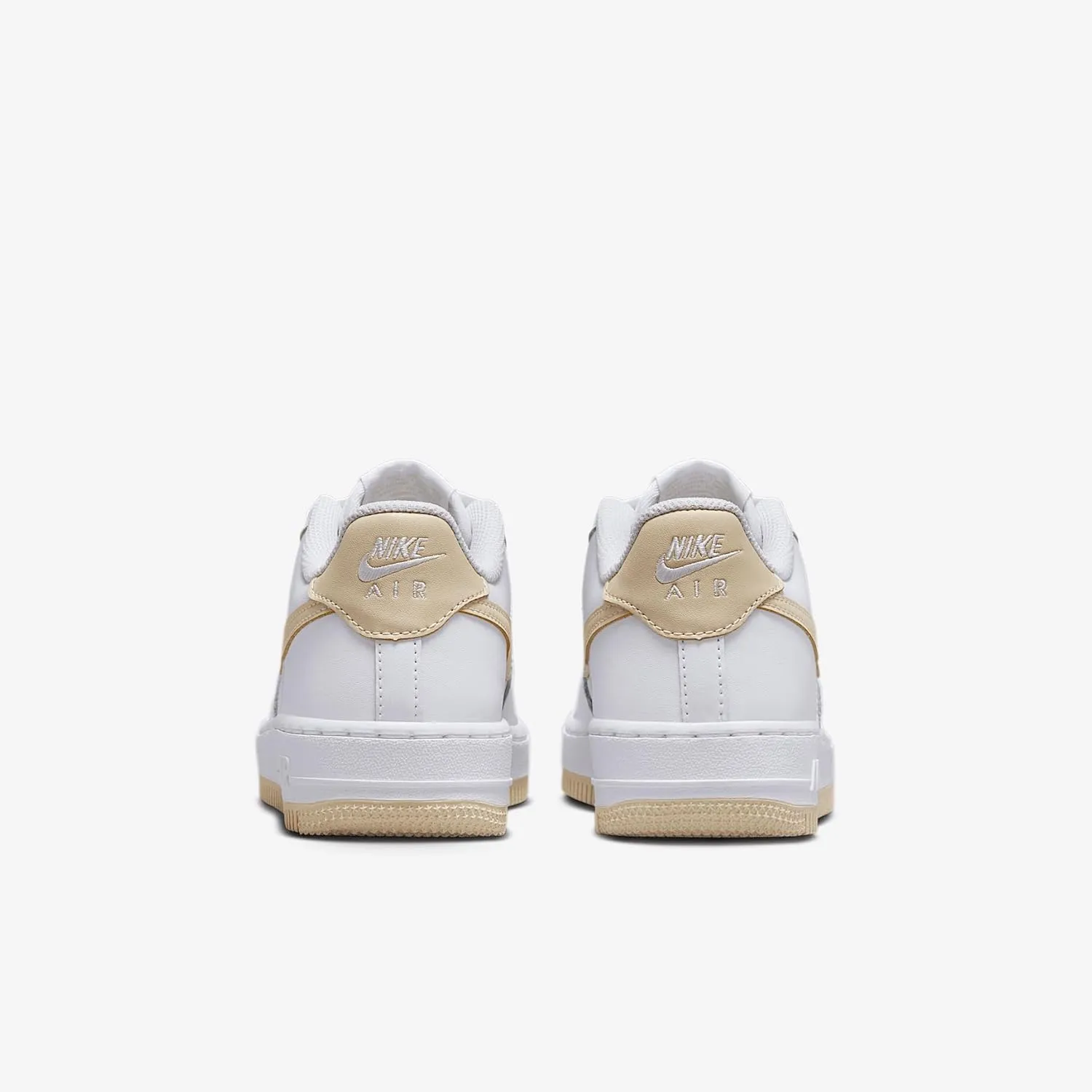 Nike Air Force 1 Big Kids' Shoes (FV5948-118, White/White/Light Khaki)