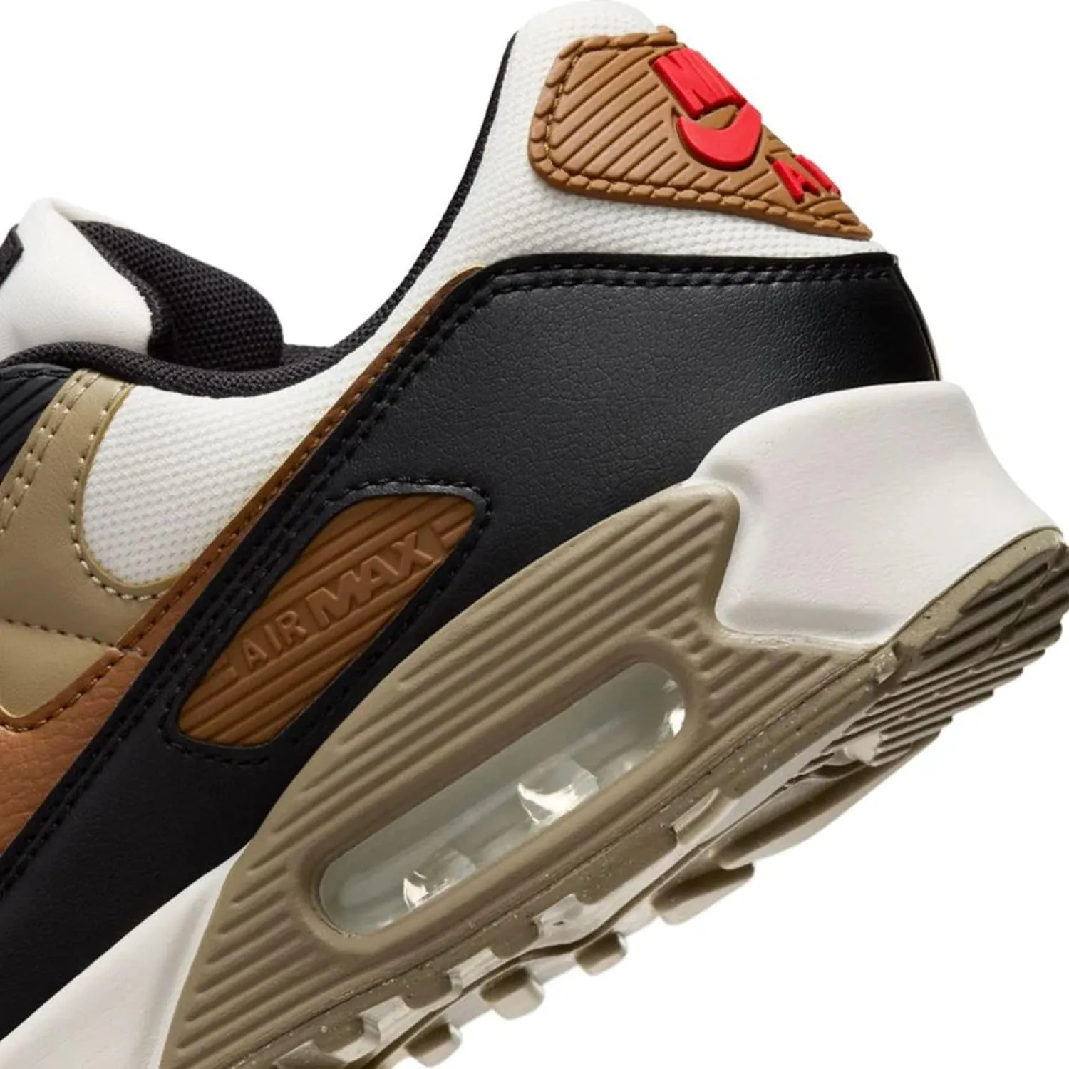 Nike Air Max 90 Women's Shoes (DH8010-005, Phantom/Black/Fire Red/Light British Tan)