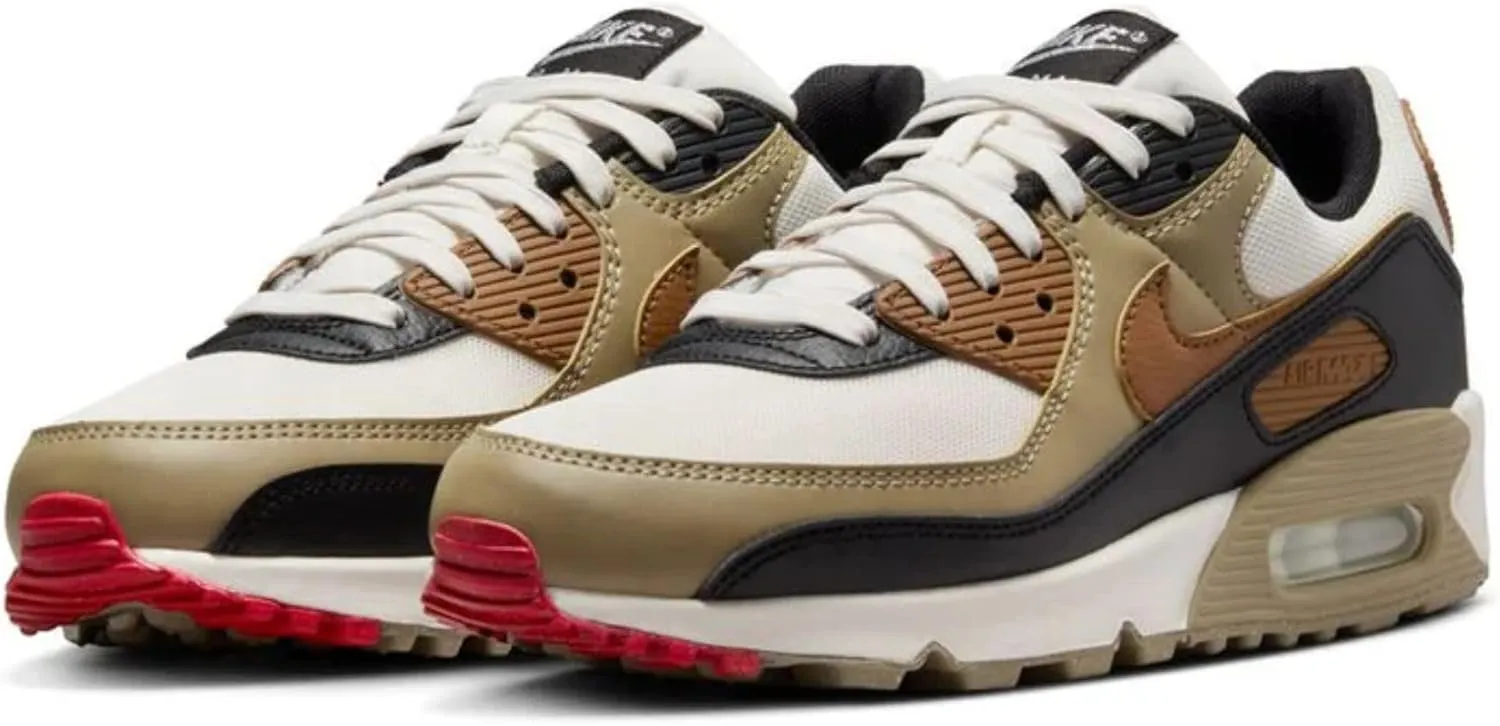 Nike Air Max 90 Women's Shoes (DH8010-005, Phantom/Black/Fire Red/Light British Tan)