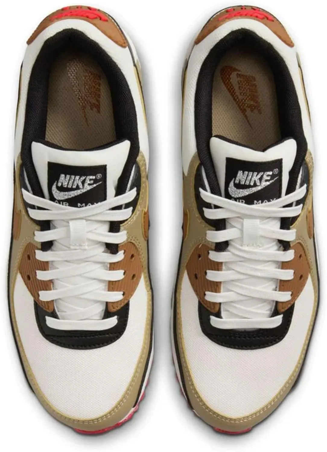 Nike Air Max 90 Women's Shoes (DH8010-005, Phantom/Black/Fire Red/Light British Tan)