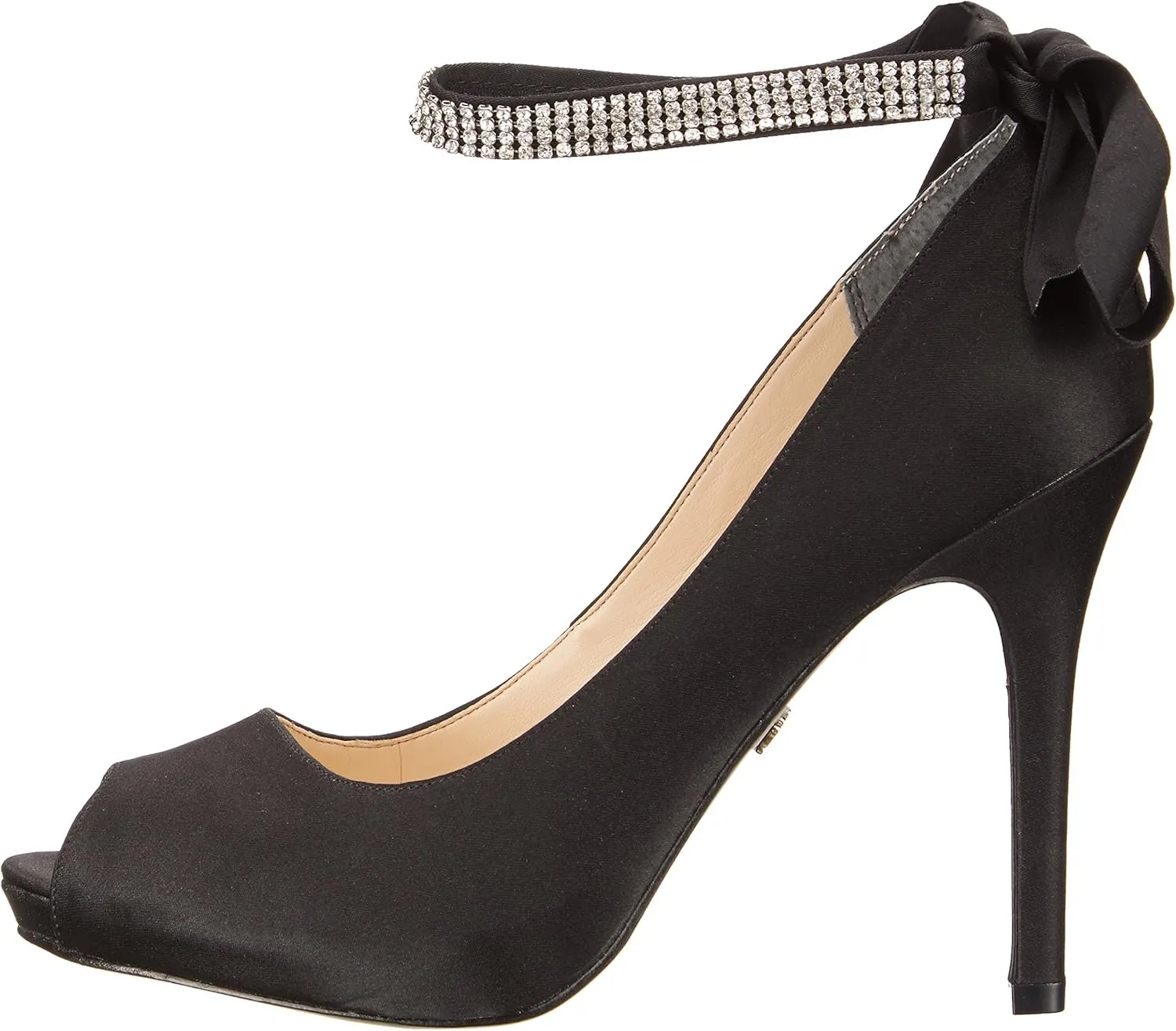 NINA Shoes Karen Women's Elegant Steel Satin High Heel Open-Toe Pumps with Ankle Strap - Ideal for Wedding and Formal Events
