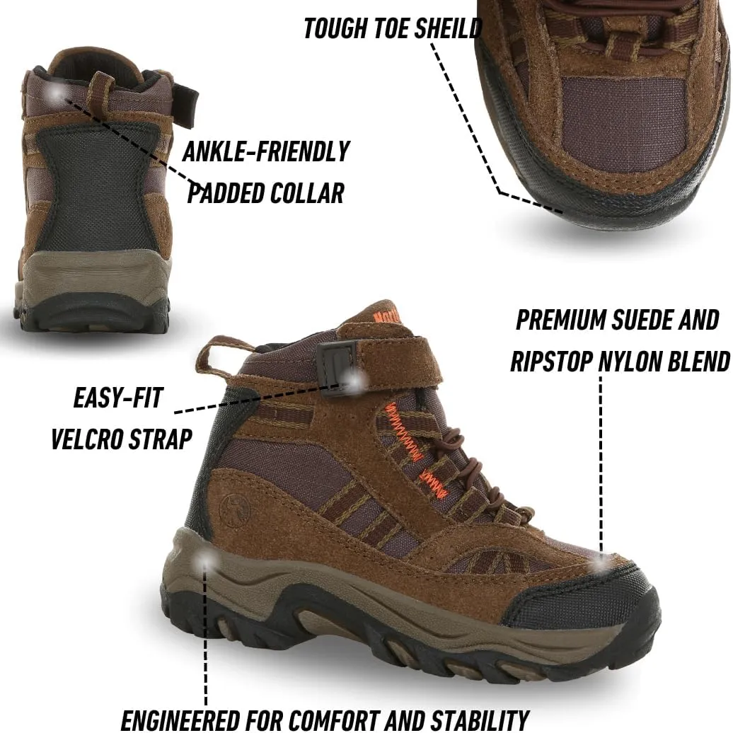 Northside Unisex-Child Rampart Mid Hiking Boots - Lightweight Performance | Suede/Ripstop Nylon Moisture-Wicking Quick Lace-Up Durable TPR Outsole | Kids Hiking Adventure Essential