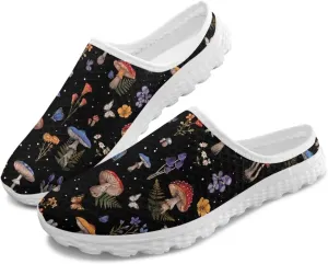 Novelty Mushrooms Women's Slip On Mule Sneakers Anti-Slip Walking Shoes with Elastic Thick Sole for Outdoor Indoor