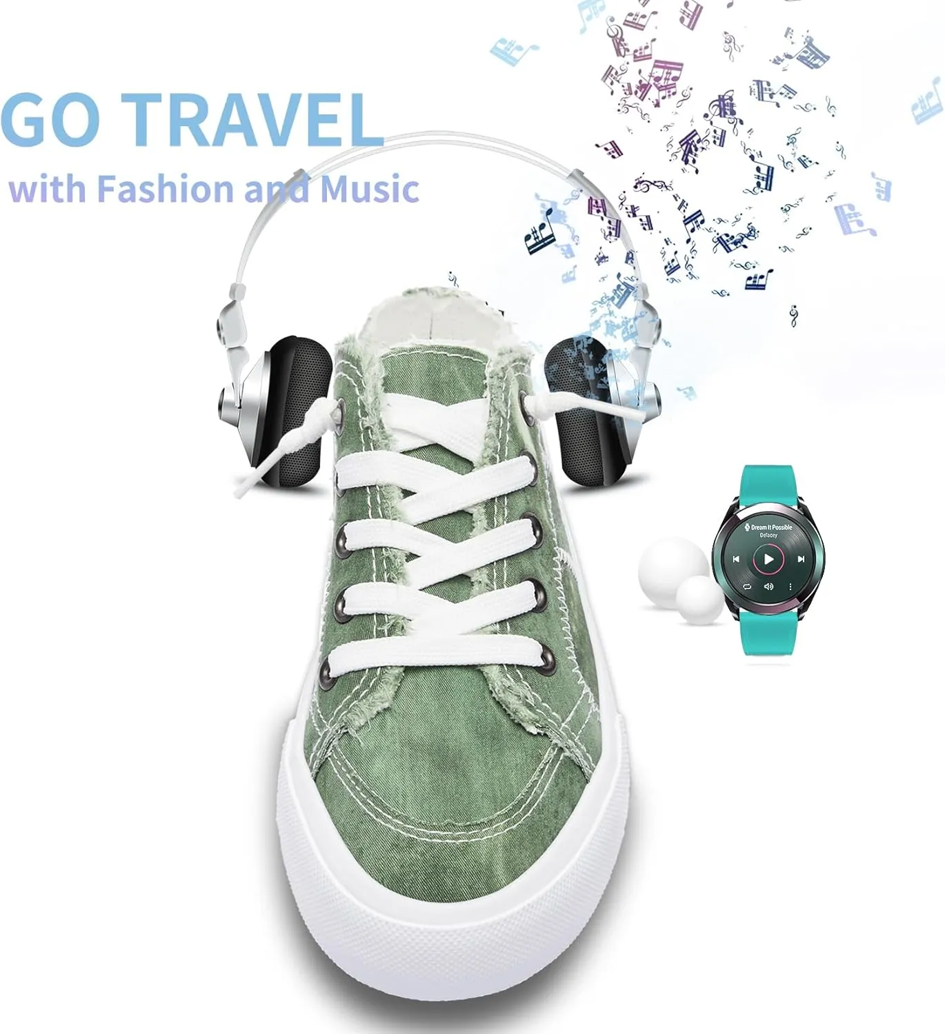 Obtaom Women Canvas Mules Memory Foam Clipper Fashion Sneakers Comfortable Slip-On Mule Backless Holiday Shoes