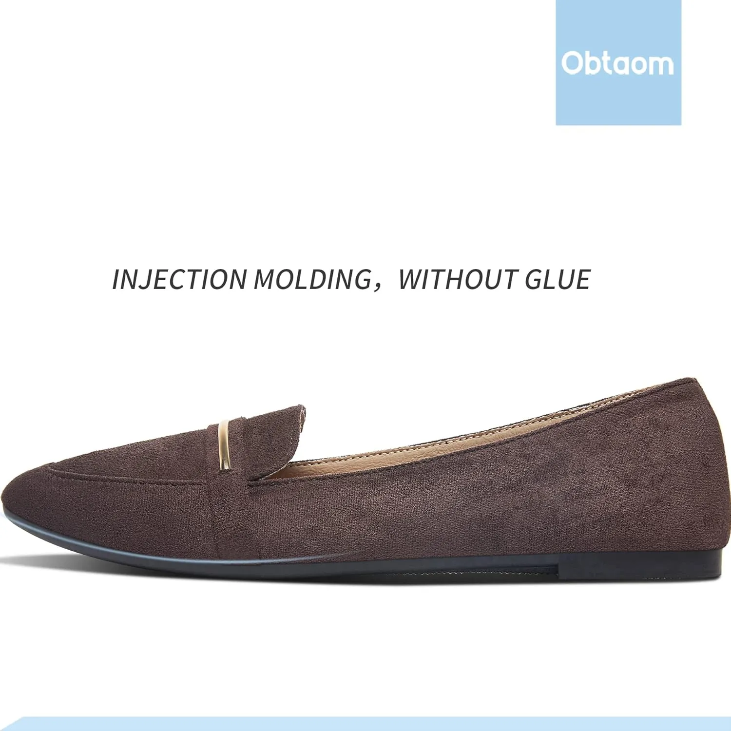 Obtaom Women's Pointy Toe Loafer Flat Comfortable Faux Suede Work Shoes,Cute Penny Loafer Slip On Ballet Flat