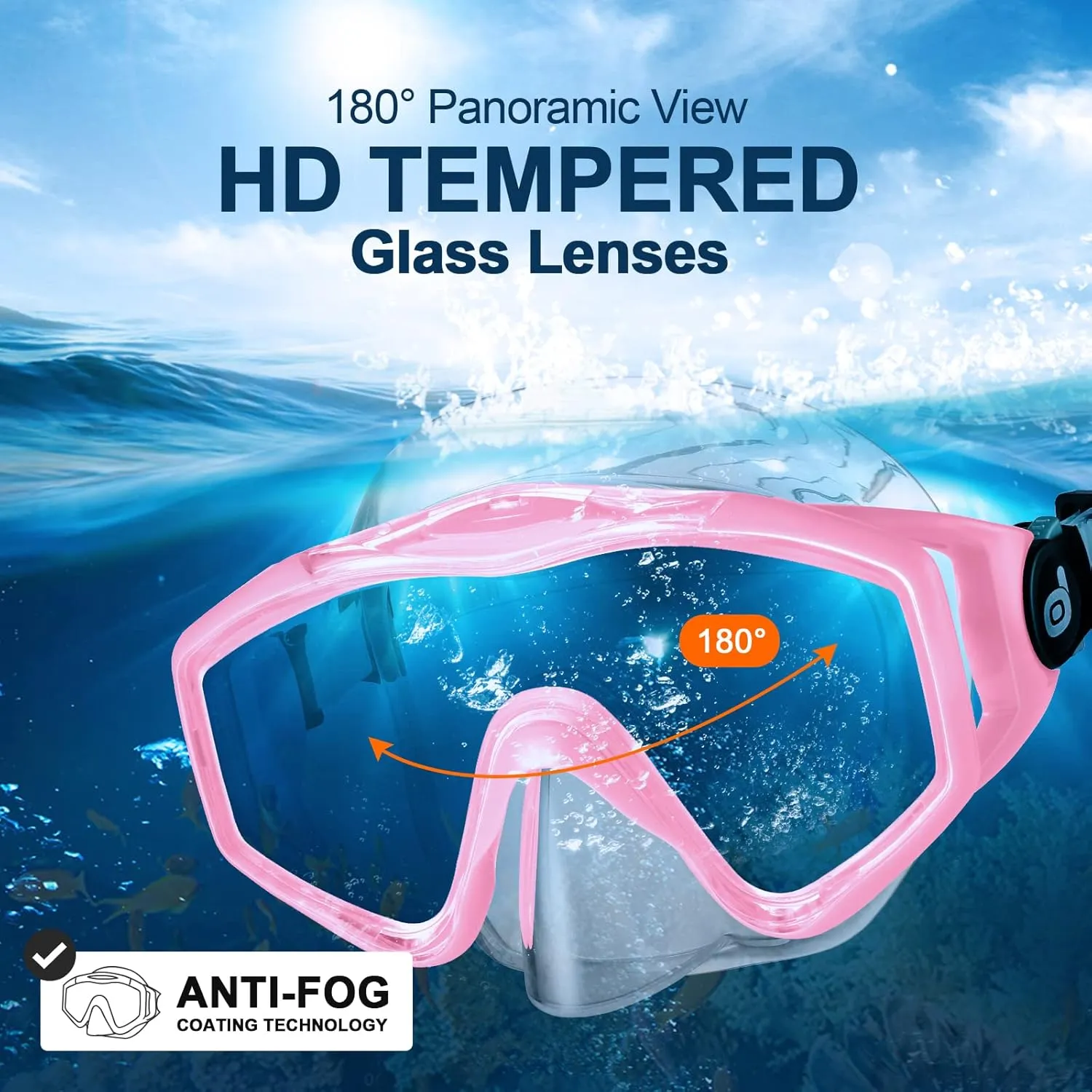 Odoland Snorkel Set, Adults Snorkeling Packages with Dry Top Diving Mask, Adjustable Swim Fins, Mesh Bag, Anti-Fog Anti-Leak Snorkeling Gear for Men Women