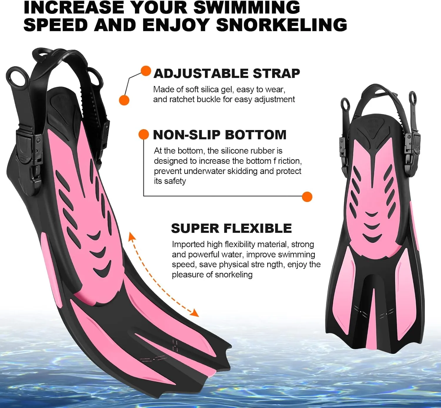 Odoland Snorkel Set, Adults Snorkeling Packages with Dry Top Diving Mask, Adjustable Swim Fins, Mesh Bag, Anti-Fog Anti-Leak Snorkeling Gear for Men Women