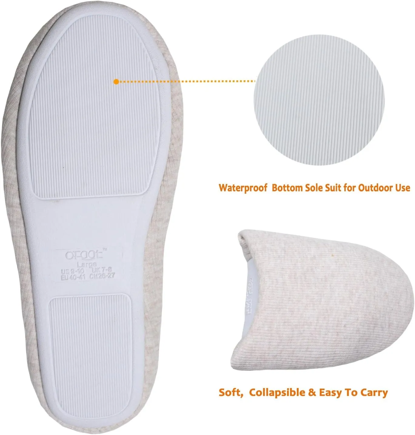 ofoot Women's Non-Slip House Slippers - Lightweight Cotton Memory Foam Indoor Slip-On, Machine Washable & Foldable Travel Design for Home, Yoga, Narrow/Wide Fit Options