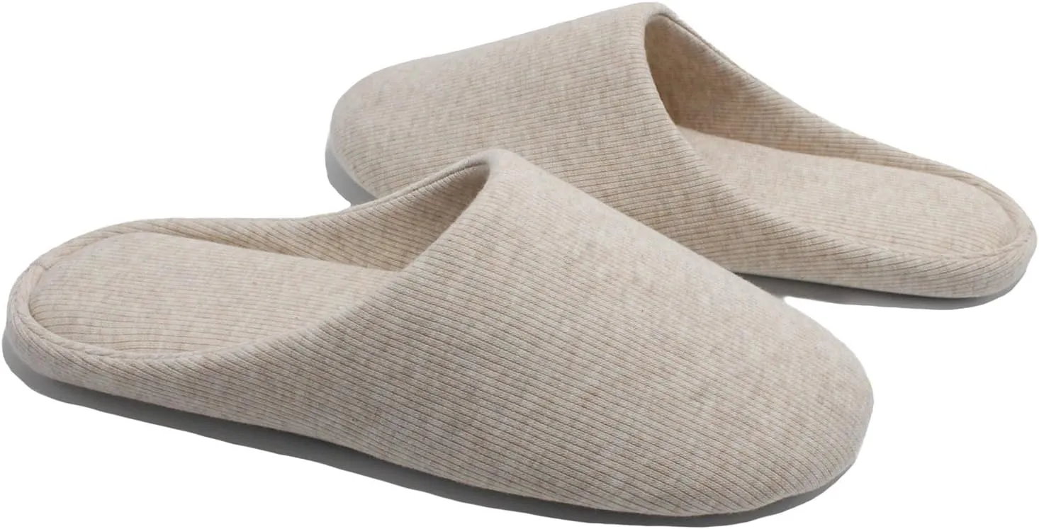 ofoot Women's Non-Slip House Slippers - Lightweight Cotton Memory Foam Indoor Slip-On, Machine Washable & Foldable Travel Design for Home, Yoga, Narrow/Wide Fit Options