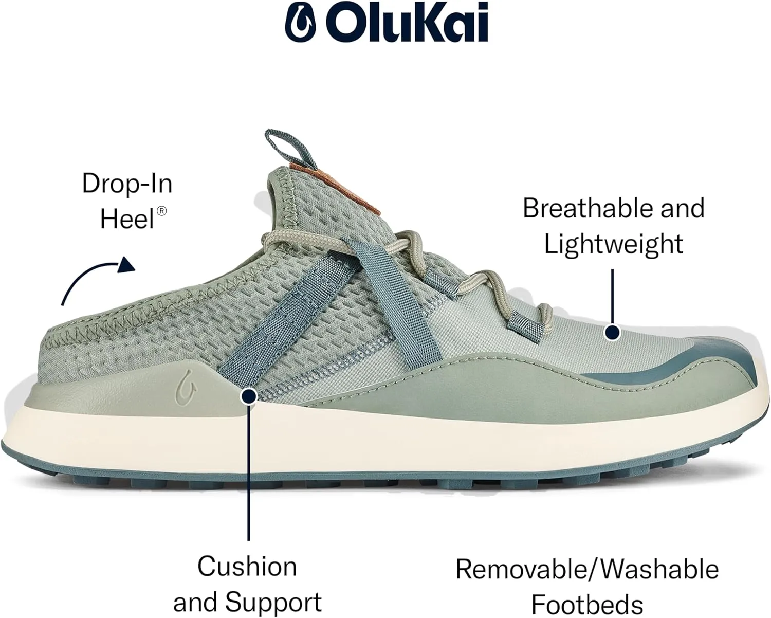 OluKai Kawela Women's Golf Shoes, Spikeless Golf Shoes, Water & Stain Resistant, Leather Details, Easy Slip On, All-Day Comfort & Lightweight